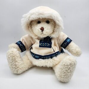 Yangjee Ind Co Cream Plush Polar Bear in Faux Fur Hooded Parka Winter Arctic Toy